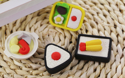 小嘟嘟專業(yè)文具廠家 批發(fā)TPR環(huán)保橡皮擦與壽司便當橡皮套裝